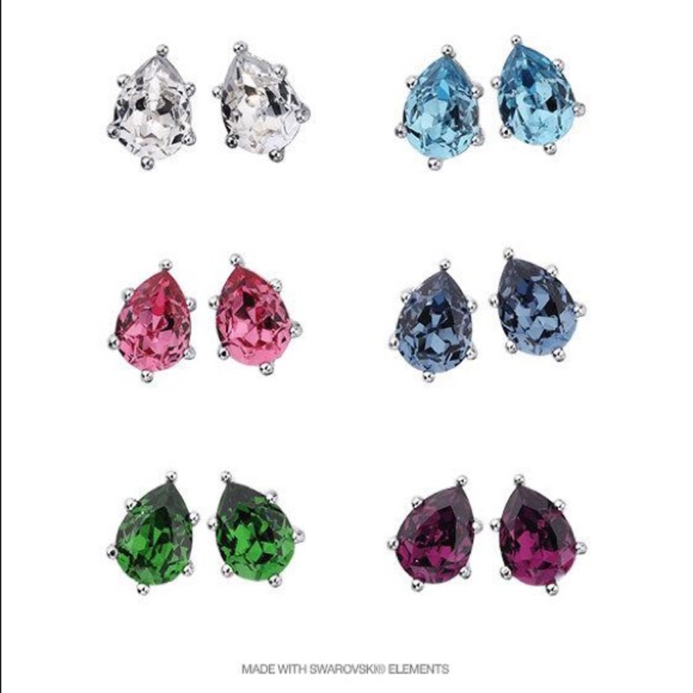Birthstone crystal silver earrings
